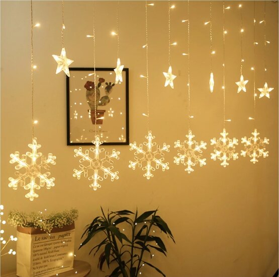 LED Kerstverlichting 'Sneeuw', Lichtgordijn, 3.5 Meter, Warm Wit
