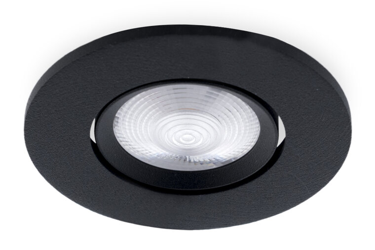 LED Inbouwspot 5W, Zwart, Rond Ã89mm, 24D, Dimbaar, Warm Wit