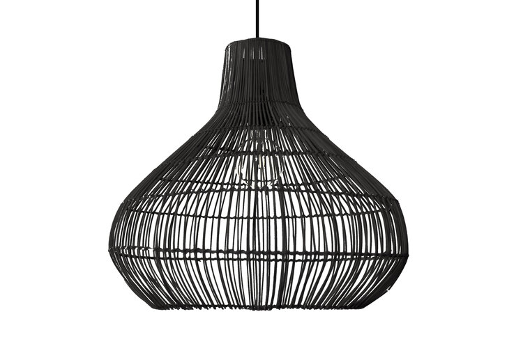 Rotan / Rieten Hanglamp, Handgemaakt, Zwart, â50 cm afbeelding