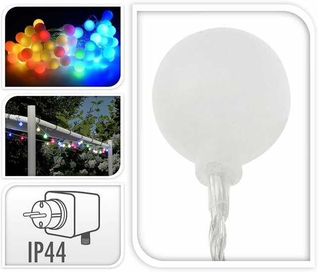 LED Multicolour Feestverlichting Prikkabel, 80 Lampen, 16 Meter, IP44