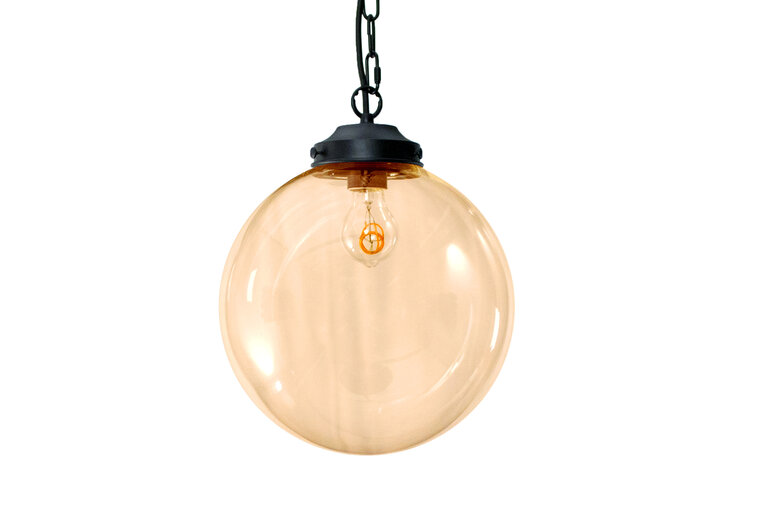 Metz Amber Glazen Design Hanglamp, a30x32cm, Zwart