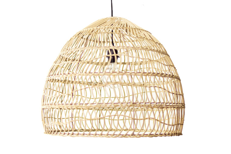 Rotan / Rieten Hanglamp, Handgemaakt, Gebleekt, â60 cm
