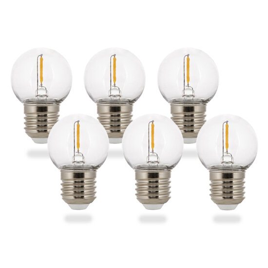E27 LED Filament Kogellamp G40 1W Extra Warm Wit 6-Pack afbeelding