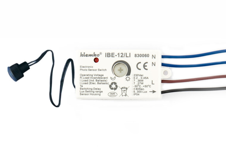 Klemko LED IBE-12/LI Schemerschakelaar Inbouw Waterdicht IP55 afbeelding
