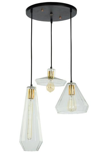 Muse Glazen Vintage Design Hanglamp, 3 Kappen Set afbeelding