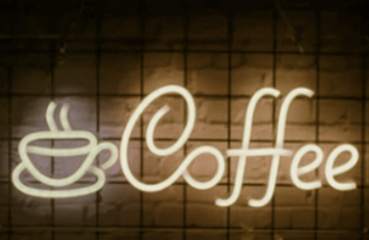 LED Neon Wandlamp "Coffee", Op USB, 42x22x2cm, Warm Wit afbeelding