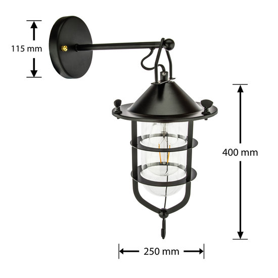 Groenovatie Talmis Industrieel Wandlamp Voor Buiten, Zwart