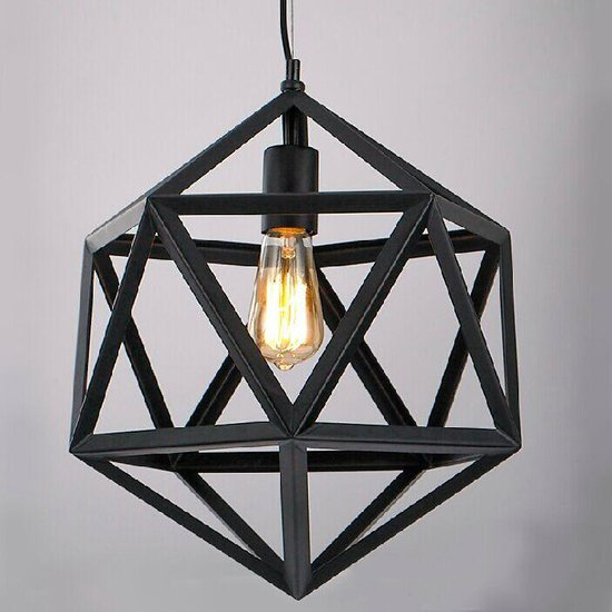 Groenovatie Industrieel Metalen Polyhedron Hanglamp Zwart