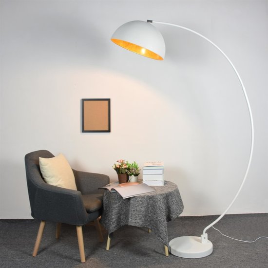 Groenovatie Avignon Industrieel Design Booglamp Vloerlamp Goud Wit