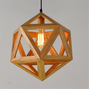 Houten Design Hanglamp, Fitting, 40x40cm,