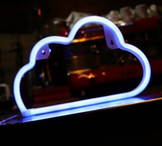 Vrijgekomen Beïnvloeden Botsing LED Neon Wandlamp "Wolk", Op Batterijen en USB, 30x19x2cm, Blauw