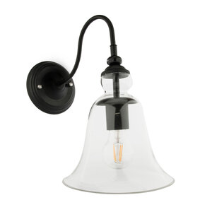 Goederen Dankzegging audit Vintage Wandlamp Zwart Met Glazen Lampenkap - Lamp Van Glas