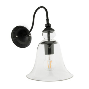 Catastrofe modus Barry Vintage Wandlamp Zwart Met Glazen Lampenkap - Lamp Van Glas