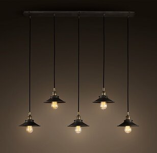 Dinkarville Kenia preambule Industrieel Design Hanglamp 5 Kappen Zwart - Eetkamer Hanglamp