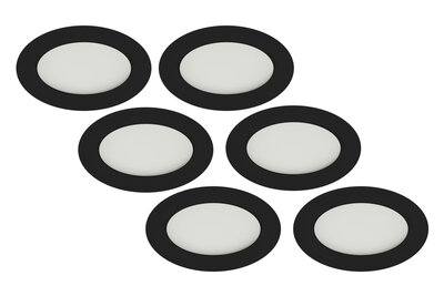 Namaak buis Isaac LED Inbouwspot 3W, Zwart, Rond, Warm Wit, Waterdicht IP65, Badkamer, 6-Pack