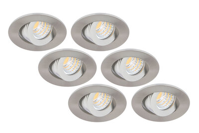 te rechtvaardigen Kwijting voedsel Inbouwspot LED 3W, Rond, Kantelbaar, Aluminium, Dimbaar, 6-Pack