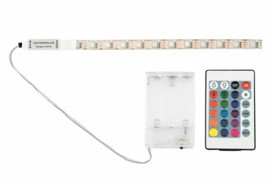 Datum stap in Korst RGB LED Strip Waterdicht Op 3xAA Batterijen, Onderbouw - Kast