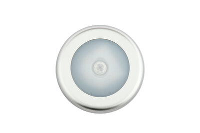 Verfijning Schep Indica LED Kastverlichting 1W op Batterijen met Sensor, Grijs, Rond, Warm Wit