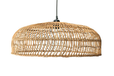 Ongelofelijk Startpunt Ramkoers Rotan / Rieten Hanglamp, Handgemaakt, Naturel, ⌀60 cm