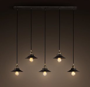 Industrieel Design Hanglamp 5 Kappen Zwart - Eetkamer Hanglamp Industrieel Design Hanglamp 5 Kappen Zwart - Eetkamer Hanglamp