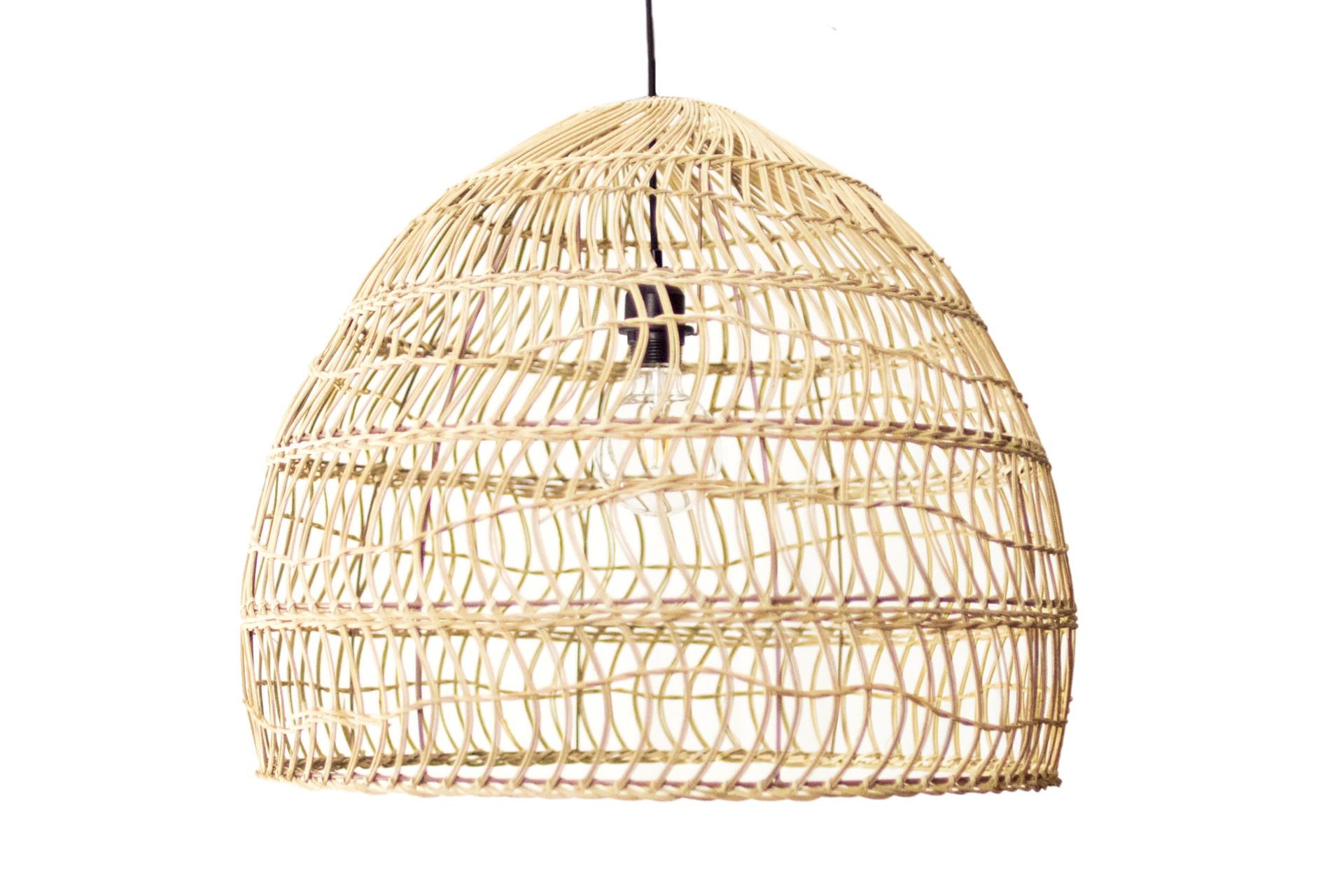 Groenovatie Rotan / Rieten Hanglamp, Handgemaakt, Gebleekt, ⌀60 cm - Groenovatie Rotan / Rieten Hanglamp, Handgemaakt, Gebleekt, ⌀60 cm -